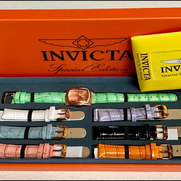 INVICTA MINI LUPAH ROSE TONE CASE WATCH SET ⭐️EUC
